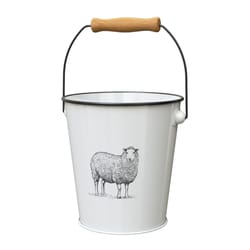 Panacea 7.5 in. D Steel Milkhouse Animals Bucket Planter White