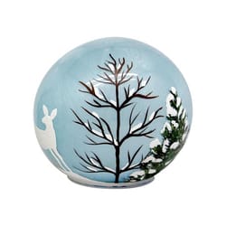Lin-Con Marketing Omega Bright Designs LED Blue Deer with Tree Sphere Table Decor 6 in.