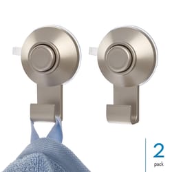 iDesign 3.81 in. H X 2.92 in. W X 1.27 in. L Satin Nickel Silver Suction Cup Hooks