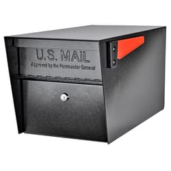 Mail Boss Mail Manager Modern Galvanized Steel Post Mount Black Locking Mailbox