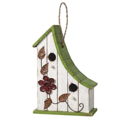 Glitzhome 13 in. H X 4.25 in. W X 9 in. L Metal and Wood Bird House