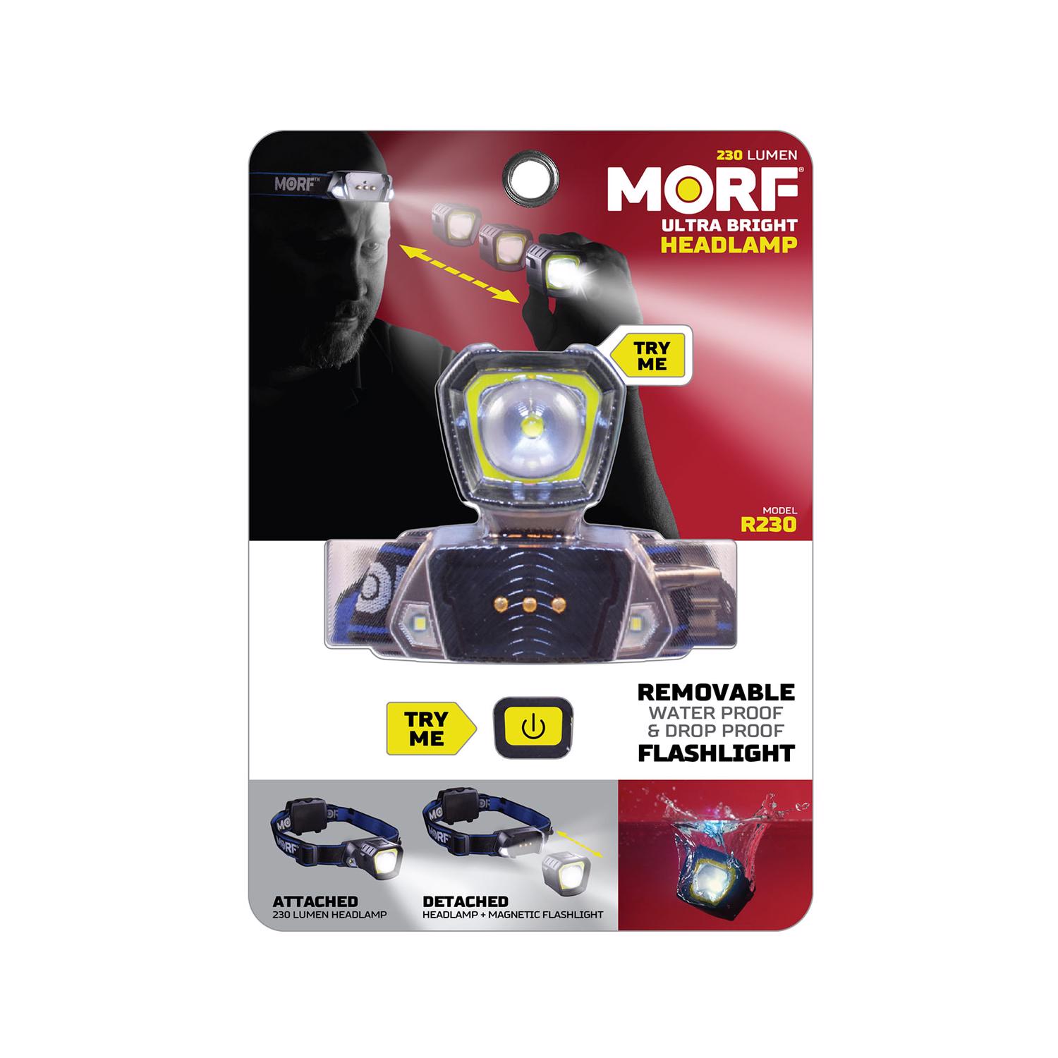 Photos - Torch Security Police  MORF 230 lm Black LED Head Lamp AAA Battery 98575 