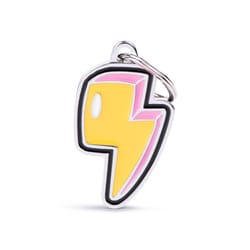 MyFamily Charms Yellow Lighting Bolt Metal Dog Pet Tags Medium