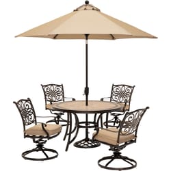 Hanover Monaco 5 pc Bronze Aluminum Traditional Dining Set Tan