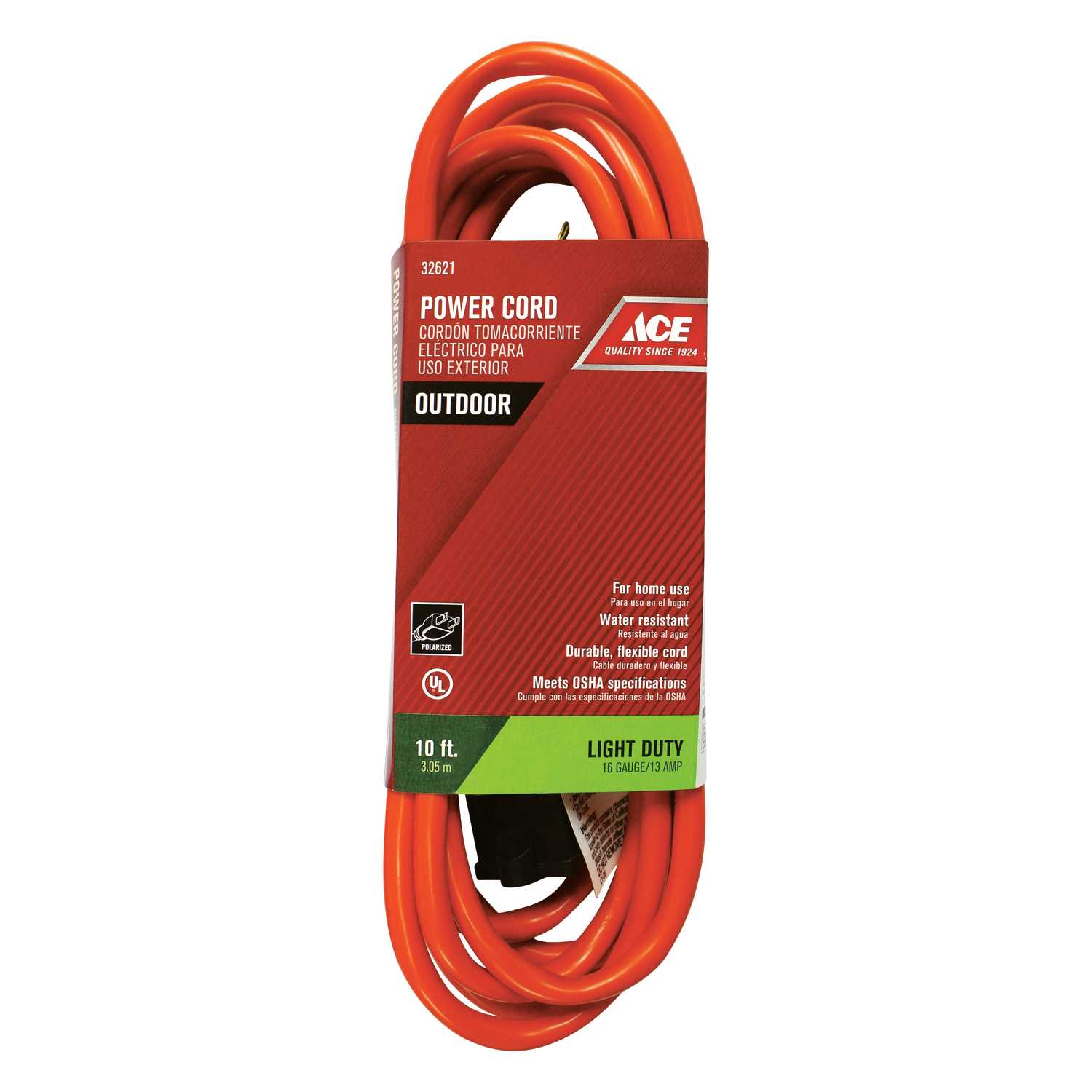 Ace Indoor and Outdoor 10 ft. L Orange Extension Cord 16/2 SJTW Ace