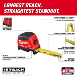 Milwaukee Stud 16 ft. L X 1-5/16 in. W Compact Wide Blade Tape Measure 1 pk