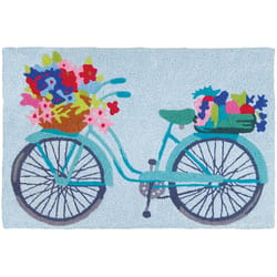 Jellybean 20 in. W X 30 in. L Multi-Color Flower Basket on Bicycle Polyester Accent Rug