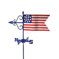 Good Directions Painted Aluminum/Brass 24 in. American Flag Weathervane For Garden Pole