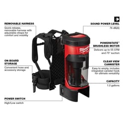 Milwaukee M18 Fuel 1 gal Cordless Backpack Vacuum 1 V