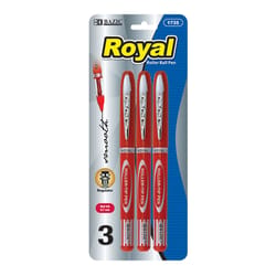 Bazic Products Royal Red Rollerball Pen 3 pk