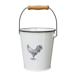 Panacea 7.5 in. D Steel Milkhouse Animals Bucket Planter White