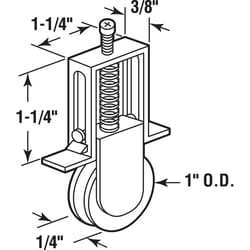 Prime-Line 1 in. D X 1/4 in. L Plastic/Steel Roller Assembly 2 pk