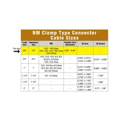 Sigma Engineered Solutions ProConnex NM/SE Clamp Clamp Connector 3/8 in. D 10 pk