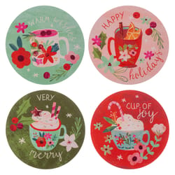 Karma Multicolored Paper Mugs Coaster Set 4 in. D 8 pk