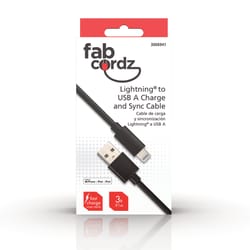 Fabcordz Lightning to USB Charge and Sync Cable 3 ft. Black