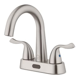 Homewerks Brushed Nickel Motion Sensing Modern Centerset Bathroom Sink Faucet 4 in.