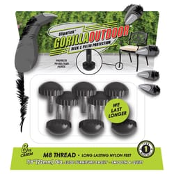 Slipstick Gorilla Outdoor Black 7/8 in. Screw-On Nylon Chair Glide 8 pk