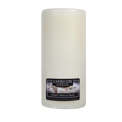 Candle-Lite White Creamy Vanilla Swirl Scent Pillar Candle