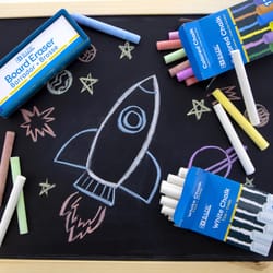 Bazic Products Nontoxic Assorted Color Chalk and Eraser Set 25 pk