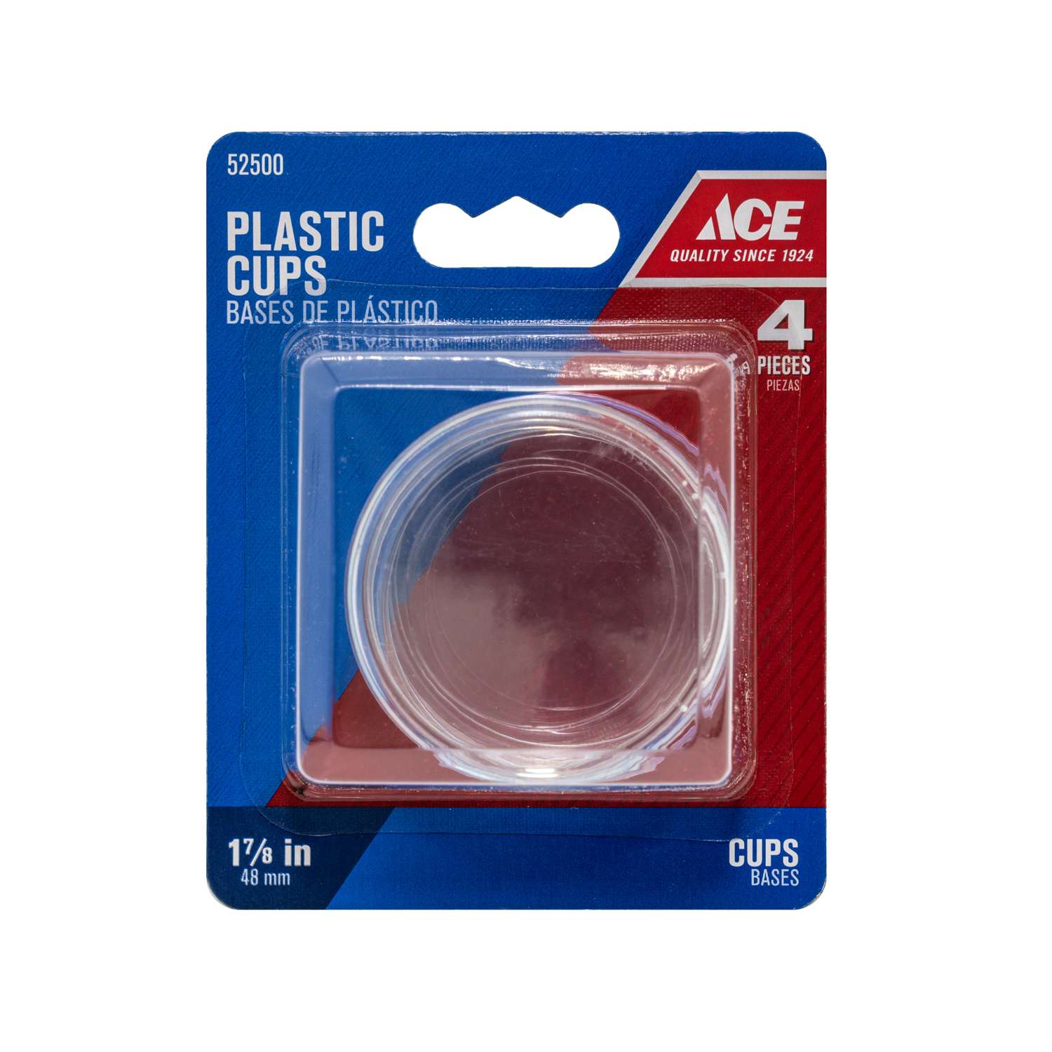 Ace Plastic Caster Cup Clear Round 17/8 in. W 4 pk Ace Hardware