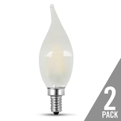 Feit CA10 (Flame Tip) E12 (Candelabra) LED Bulb Soft White 60 Watt Equivalence 2 pk