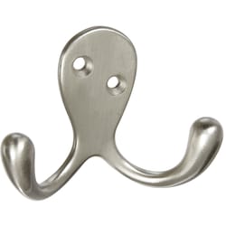 National Hardware Satin Nickel Silver Zinc 3 in. L Double Hook 1 pk