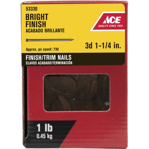 Ace 3D 1-1/4 in. Finishing Bright Steel Nail Countersunk Head 1 lb Ace 3D 1-1/4 in. Finishing Bright Steel Nail Countersunk Head 1 lb
