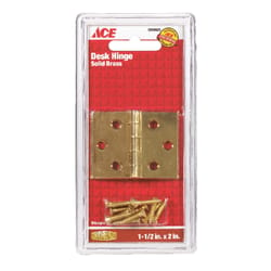 Ace 2.75 in. W X 1-1/2 in. L Polished Brass Brass Desk Hinge 2 pk