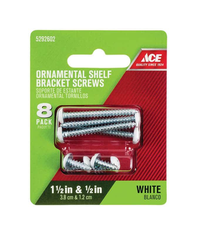 Ace White Steel Ornamental Shelf Bracket Screws Assorted in. L Ace