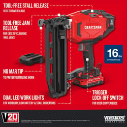 VEVOR Cordless Finish Nailer 20V Cordless Brad Nailer Kit with 16GA Nails Battery and Charger Tool-Free Jam Release Battery Powered Nail Framing