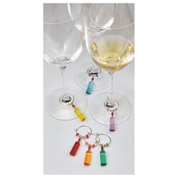 Prodyne Multicolored Acrylic/Stainless Steel Colorful Wine Bottles Wine Charms