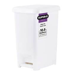 Superio Brand 40 L White Plastic Slim Pedal Step-On Trash Can