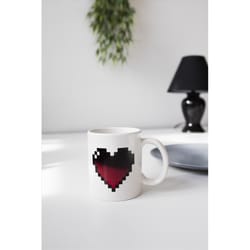 Kikkerland 11 oz White BPA Free Pixel Heart Mug