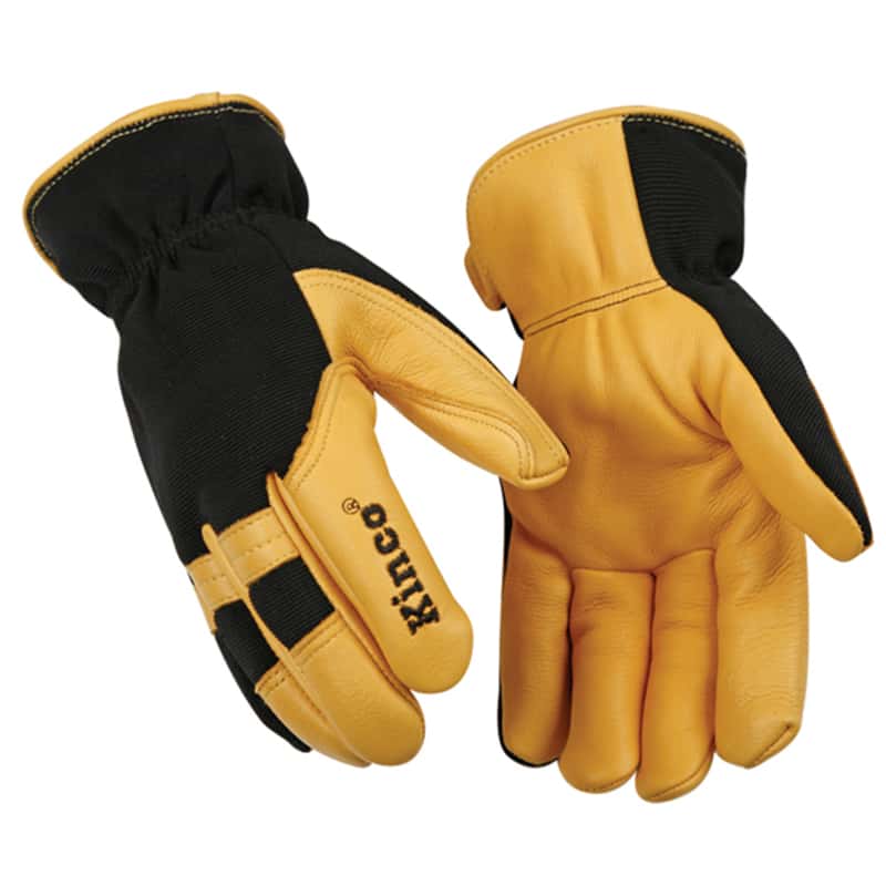 NAT'S WK980 Insulated Deerskin Work Gloves - Black & Yellow XL Size For Cold Weather