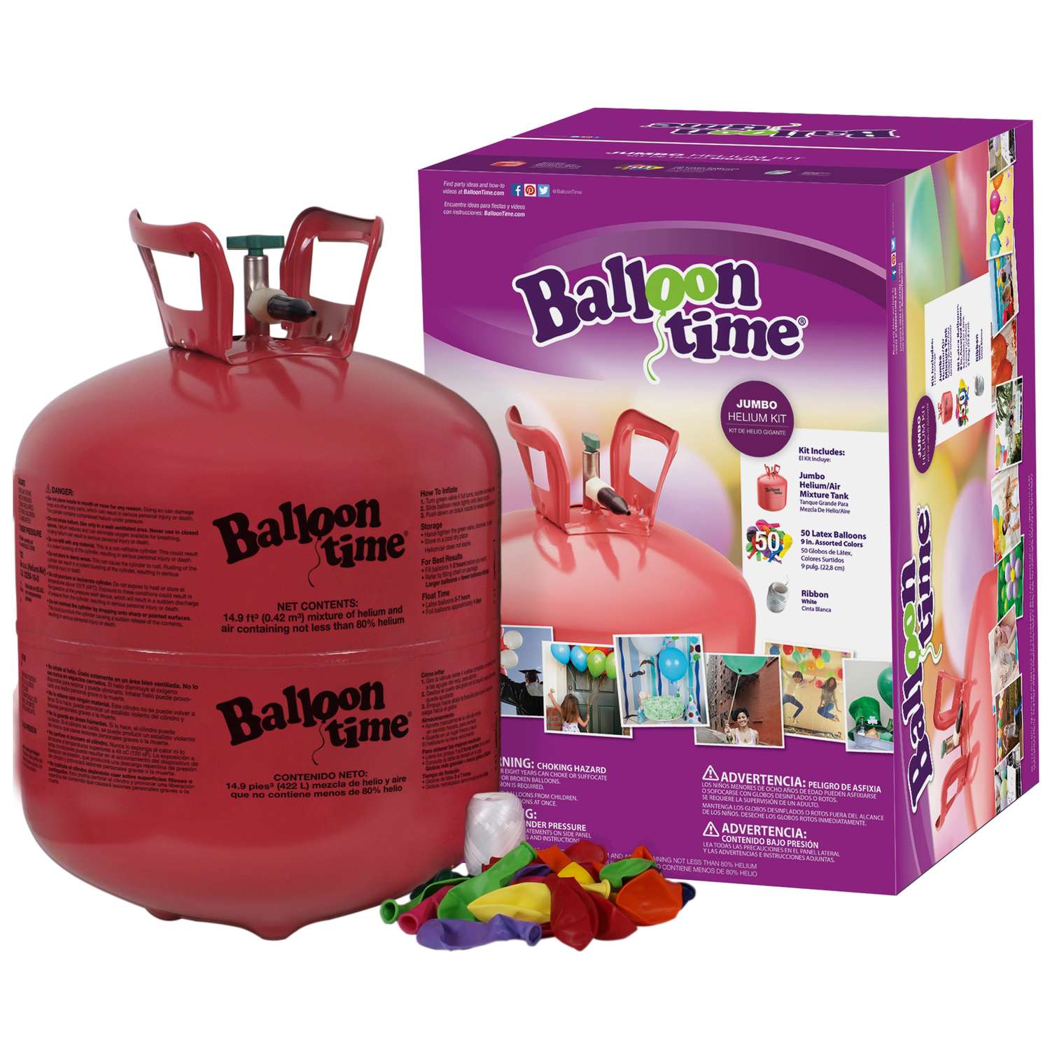 22 cu/ft Helium Balloon Fill Kit - Aluminum Cylinder + Regulator and Filler Valve