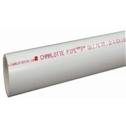 Charlotte Pipe Schedule 40 PVC Pipe 2 in. D X 5 ft. L Plain End 280 psi