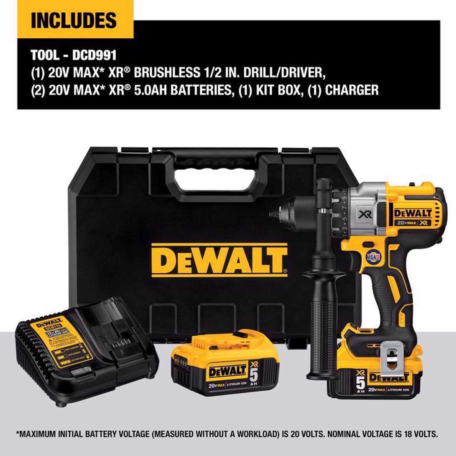 DEWALT 20-volt Max Brushless Drill (1-Battery Included, Charger