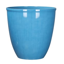 L&G Solutions 16.1 in. H X 16 in. D Polyresin Ventura Reactive Glaze Planter Sky Blue