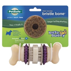 PetSafe Busy Buddy Multicolored Nylon/Rubber Bristle Bone Chew Dog Toy Small 1 pc