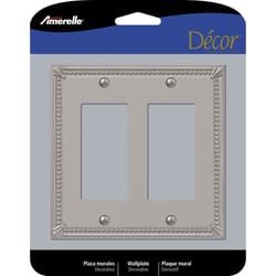 Amerelle Imperial Bead Brushed Nickel 2 gang Metal Decorator Wall Plate 1 pk