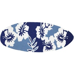 Jellybean 21 in. W X 54 in. L Multi-Color Surfboard - Navy Hibiscus Polyester Accent Rug