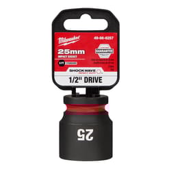 Milwaukee SHOCKWAVE 25 mm X 1/2 in. drive Metric/SAE 6 Point Standard Impact Socket 1 pc