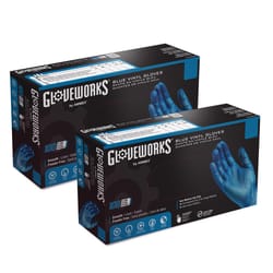 Gloveworks Vinyl Disposable Gloves Large Blue Powder Free 100 pk