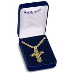 Montana Silversmiths Men's Gold with Black Floral Cross Black/Gold Necklace