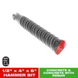 Diablo 1/2 in. X 6 in. L Carbide Tipped 2-Cutter Hammer Drill Bit SDS-Plus Shank 1 pk