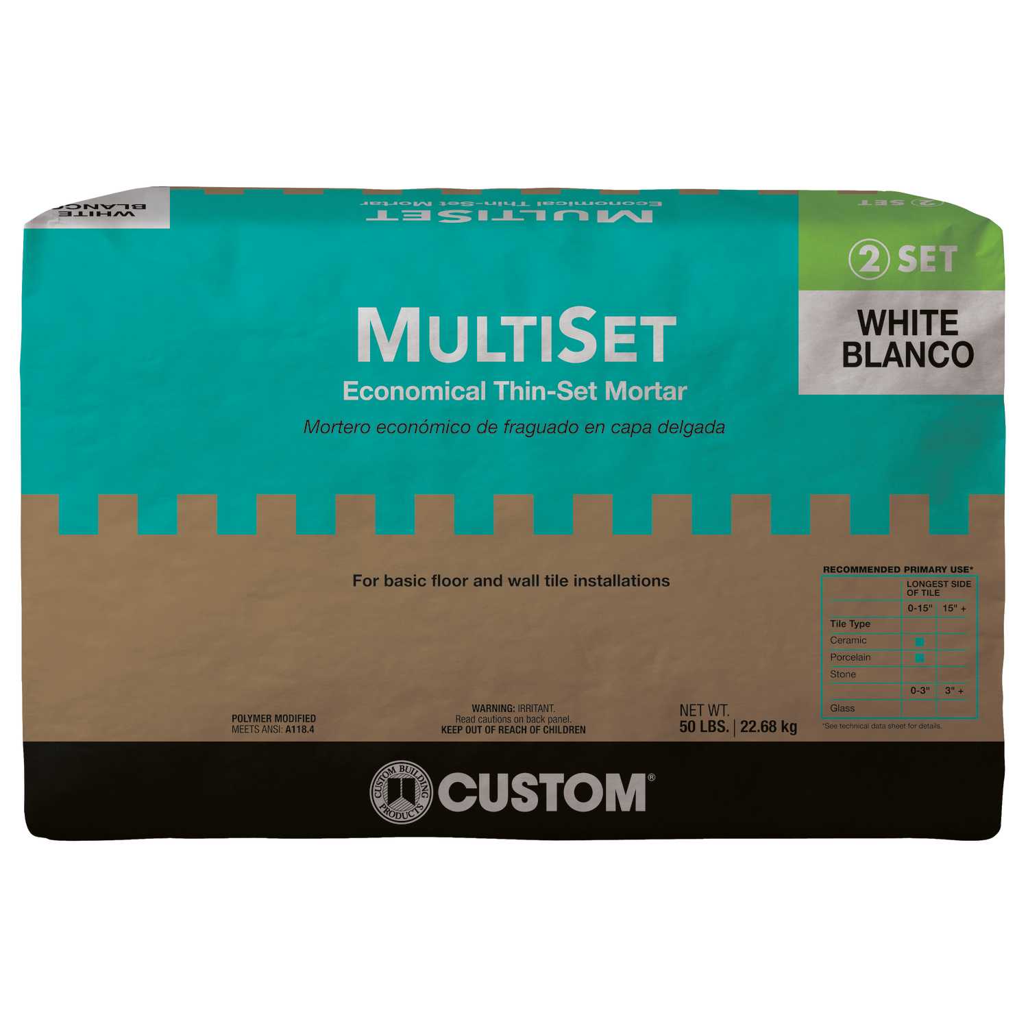 Custom Building Products MultiSet White Modified ThinSet Mortar 50 lb