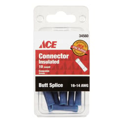 Ace Insulated Wire Butt Connector Blue 10 pk