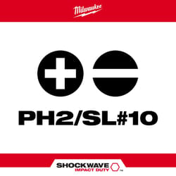 Milwaukee Shockwave Phillips/Slotted PH2/SL#10 X 2-3/8 in. L Impact Double-Ended Power Bit Steel 1 p