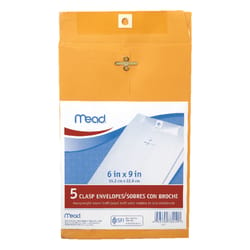 Mead 6 in. W X 9 in. L A10 Brown Envelopes 5 pk