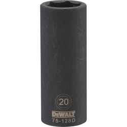 Dewalt 20 mm X 1/2 in. drive Metric 6 Point Deep Impact Socket 1 pc